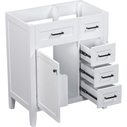 30" Bathroom Vanity without Sink, Cabinet Base Only, Bathroom Cabinet with Drawers, Solid Frame and MDF Board, White