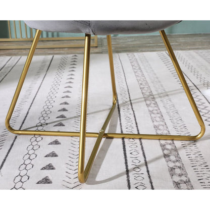 Slatina Gray Silky Velvet Upholstered Accent Chair with Gold Tone Finished Base