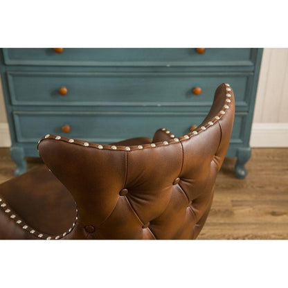 Viking Tufted Button Back barrel chair with Nailhead, Brown