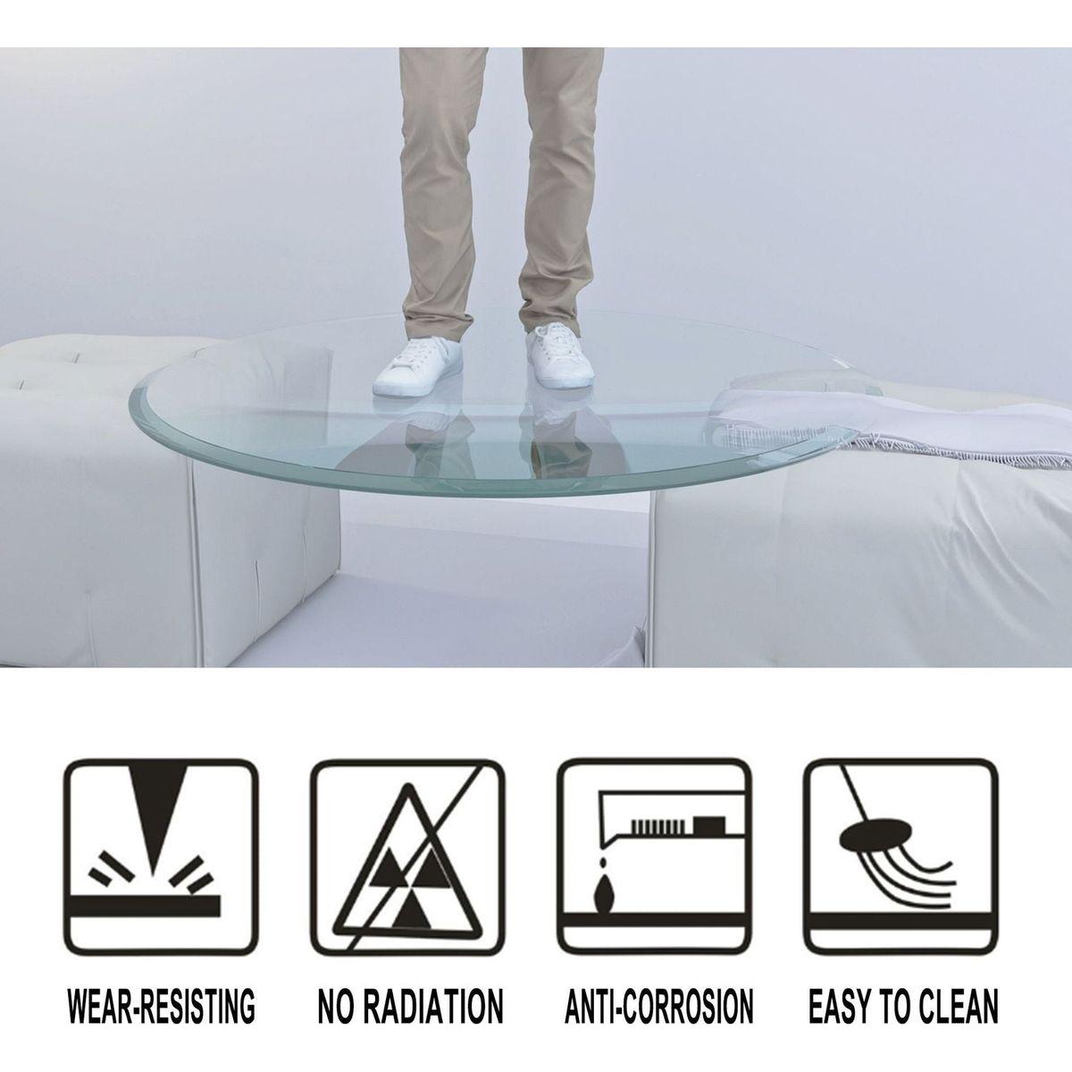 38.6" Inch Round Tempered Glass Table Top Clear Glass 2/5" Inch Thick Beveled Polished Edge