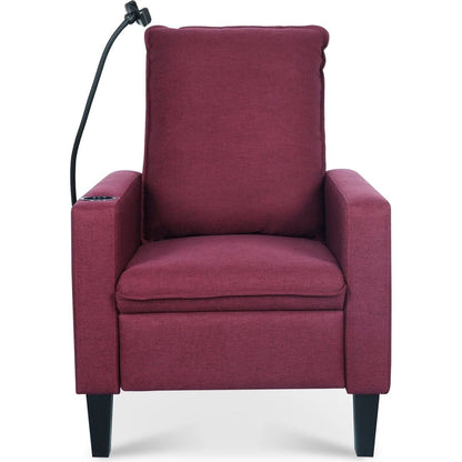 Recliner Chairs for Adults, Adjustable Recliner Sofa with Mobile Phone Holder & Cup Holder, Modern Reclining Chairs Fabric Push Back Recliner Chairs for Living Room, Bedroom, RED