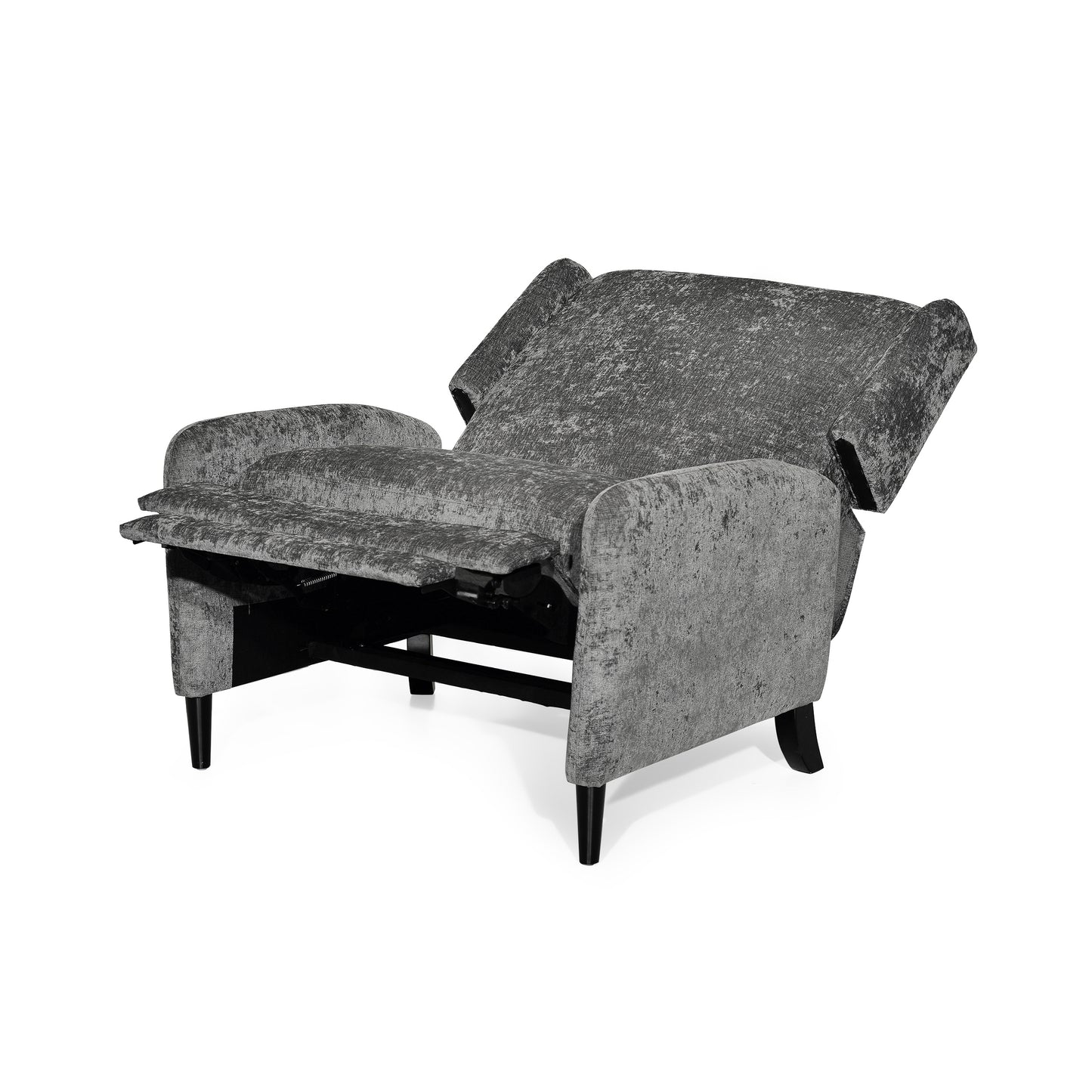 Oversized Textured Fabric Pushback Recliner, Gray and Dark Brown