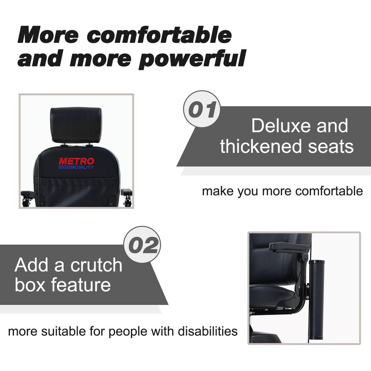 MAX PLUS GREY 4 Wheels Outdoor Compact Mobility Scooter with 2pcsx20AH Lead acid Battery, 16Miles, USB Charger Port & Cup Holders, 300W Motor