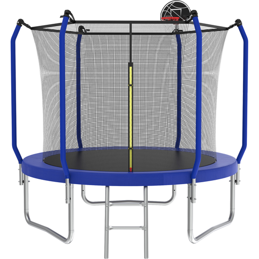 10FT Trampoline with Basketball Hoop, ASTM Approved Reinforced Type Outdoor Trampoline with Enclosure Net