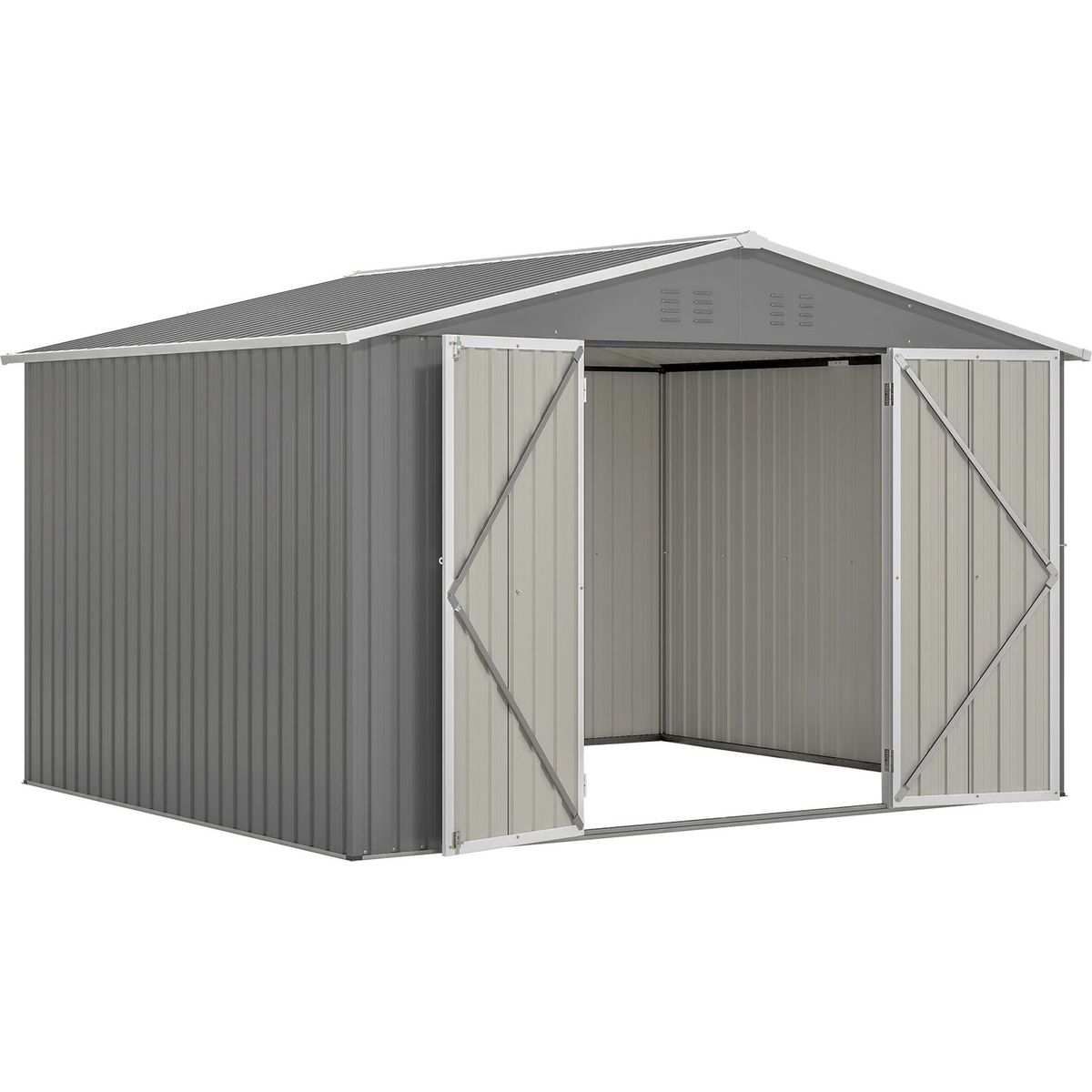 10X8 FT Outdoor Storage Shed, All Weather Metal Sheds withLockable Doors, Tool Shed for Garden, Patio, Backyard, Lawn, Grey