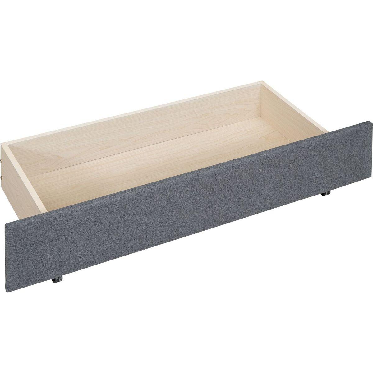 Queen Size Upholstered Platform Bed with 2 Drawers and 1 Twin XL Trundle, Classic Headboard Design, Gray