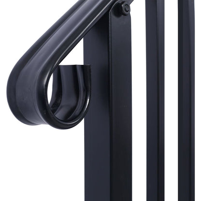 Handrails for Outdoor Steps, Fit 3 or 4 Steps Outdoor Stair Railing, Picket#3 Wrought Iron Handrail, Flexible Porch Railing, Black Transitional Handrails for Concrete Steps or Wooden Stairs