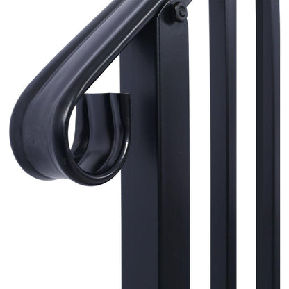 Handrails for Outdoor Steps, Fit 2 or 3 Steps Outdoor Stair Railing, Picket#2 Wrought Iron Handrail, Flexible Porch Railing, Black Transitional Handrails for Concrete Steps or Wooden Stairs