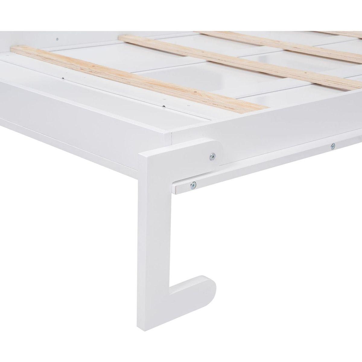 Full Size Murphy Bed with Multiple Storage Shelves and A Cabinet, White