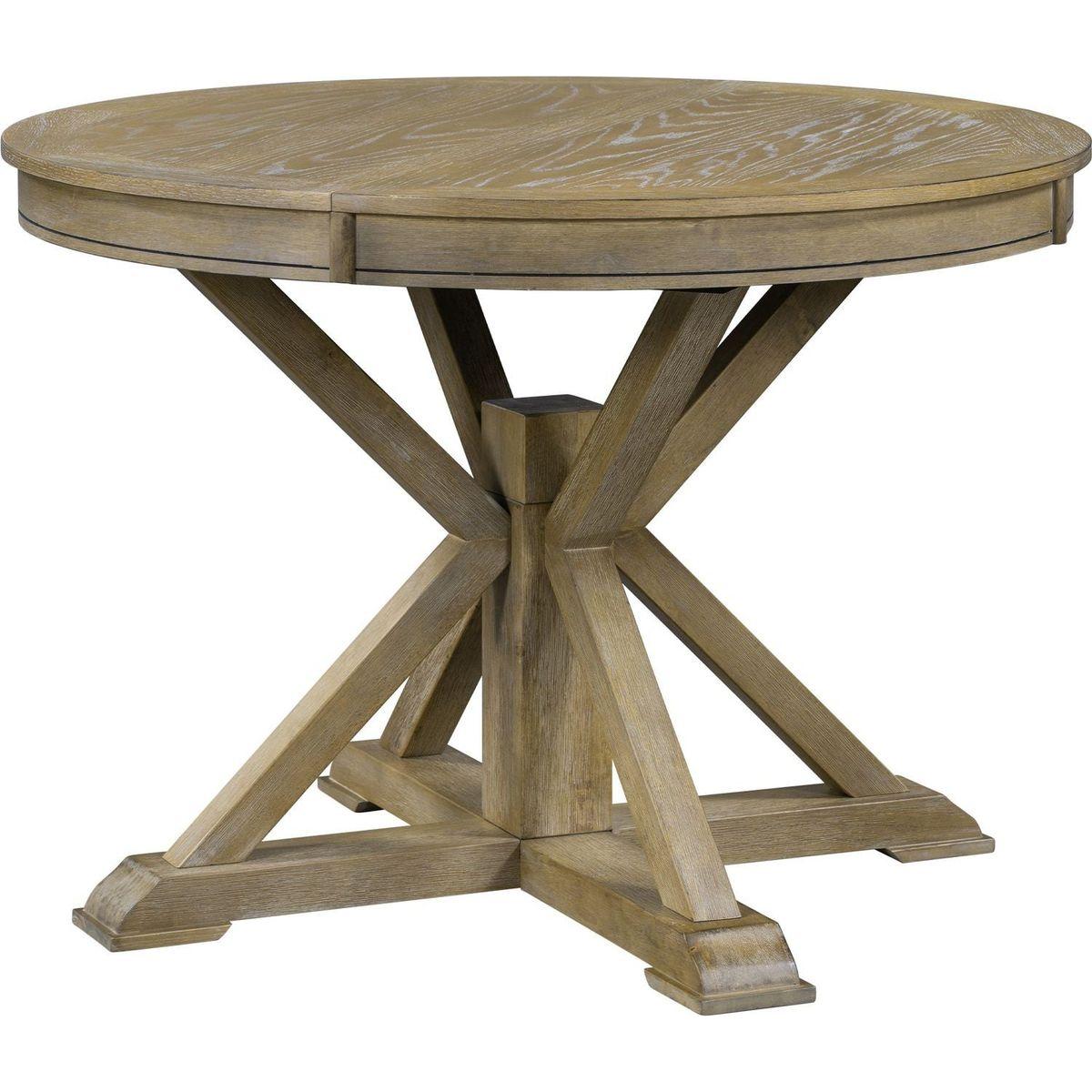 Retro Functional Extendable Dining Table with a 12" Leaf for Dining Room and Living Room (Natural Wood Wash)