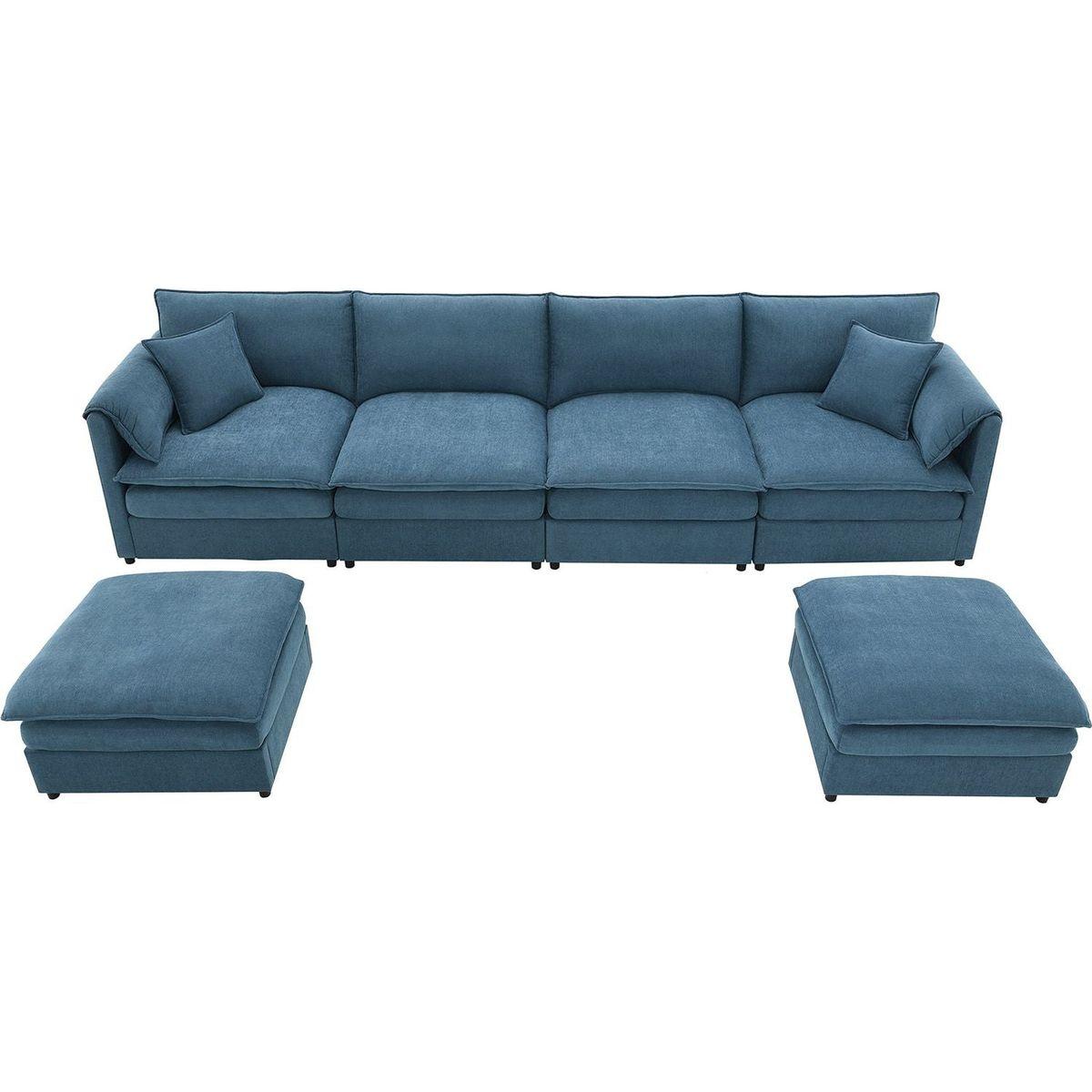 134x66" Chenille Modular Sectional Sofa,U Shaped Cloud Couch Set with Double Cushions, 6 Seat Sleeper Sofa Bed with Ottomans,Oversized Indoor Furniture for Living Room, 3 Colors