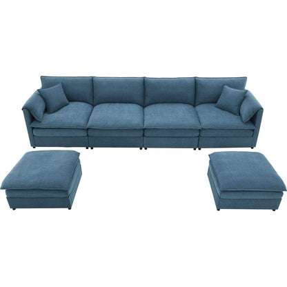 134x66" Chenille Modular Sectional Sofa,U Shaped Cloud Couch Set with Double Cushions, 6 Seat Sleeper Sofa Bed with Ottomans,Oversized Indoor Furniture for Living Room, 3 Colors