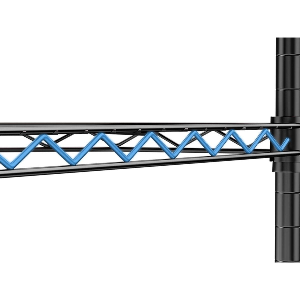 6 Tier Shelf Corner Wire Shelf Rack Pentagonal Shelves Adjustable Metal Heavy Duty Free Standing Corner Storage Display Chrome Rack for Bathroom, Living Room, Kitchen - Black