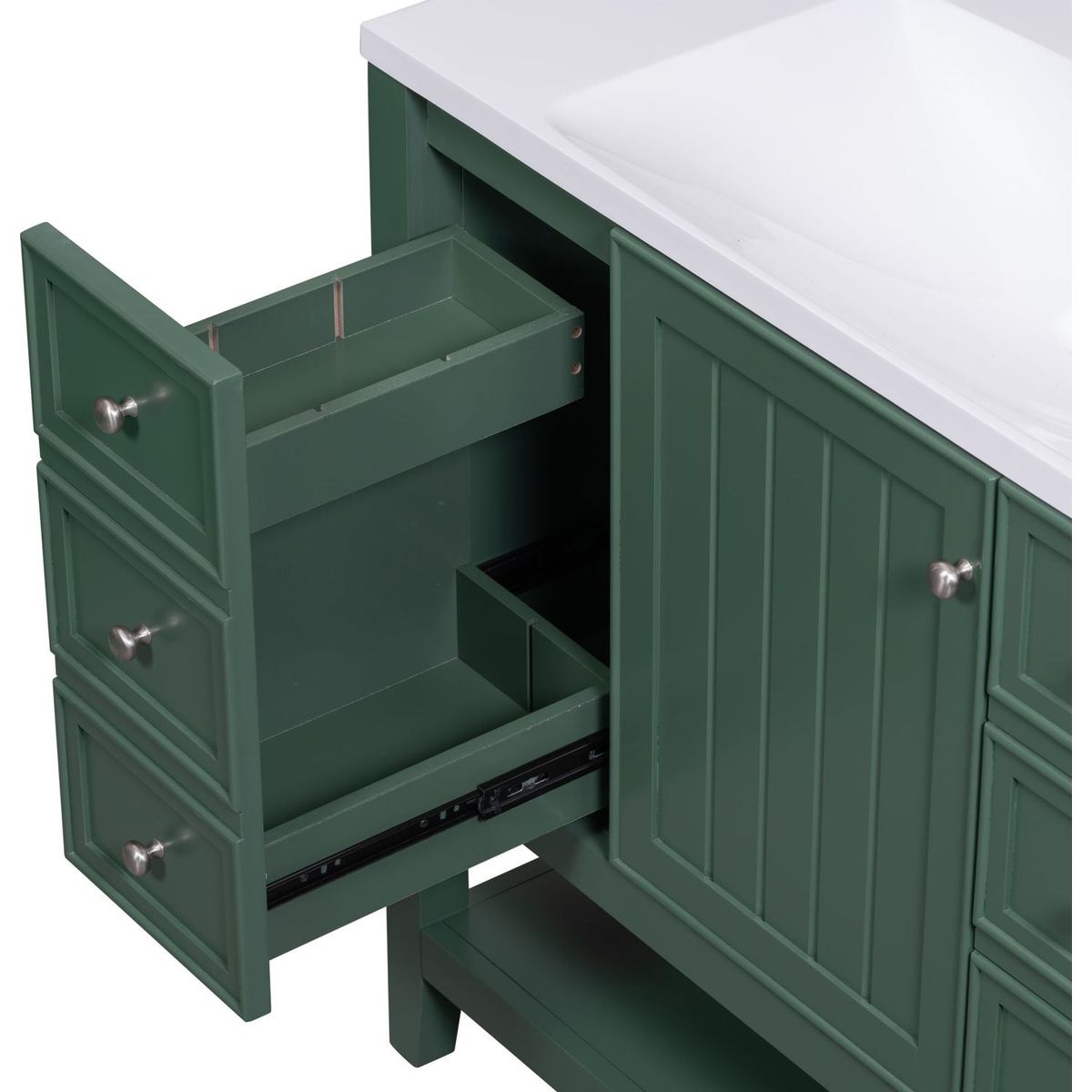 36" Bathroom Vanity with Sink Combo, One Cabinet and Three Drawers, Solid Wood and MDF Board, Green