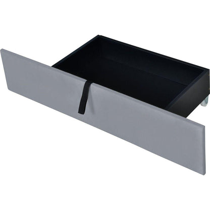 Queen Size Velvet Upholstered Platform Bed with 2 Drawers and 1 Twin XL Trundle- Gray - Streamdale Furniture