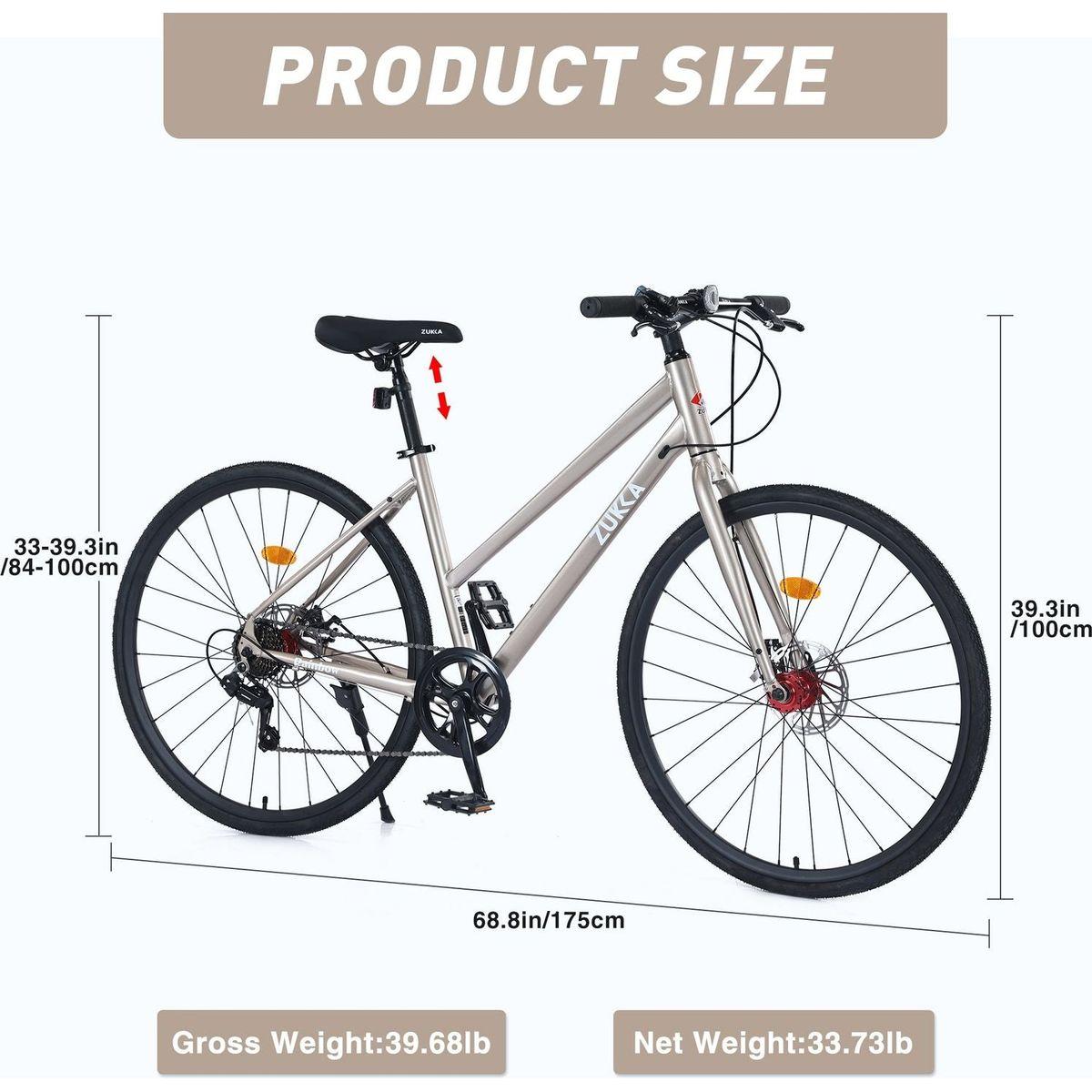 7 Speed Hybrid bike Disc Brake 700C Road Bike For men women's City Bicycle