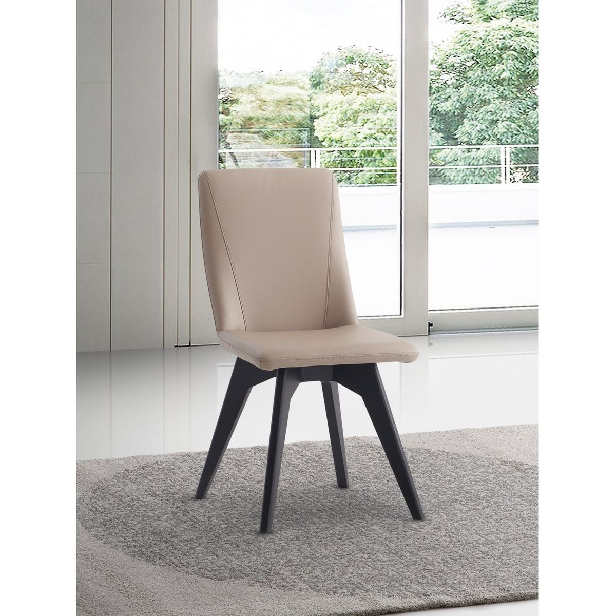 Redmond Side Chair (Set-2), Khaki Leather & Black Finish