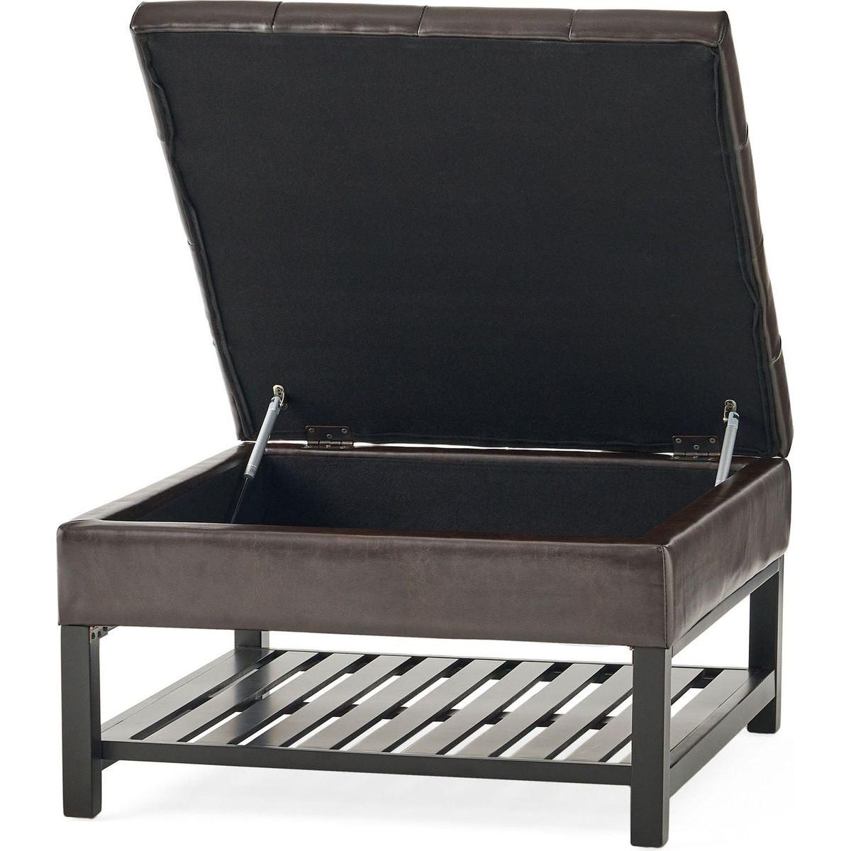 SQUARE OTTOMAN WITH STORAGE AND BOTTOM RACK