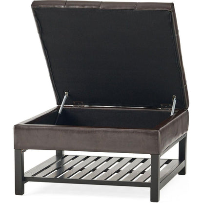 SQUARE OTTOMAN WITH STORAGE AND BOTTOM RACK