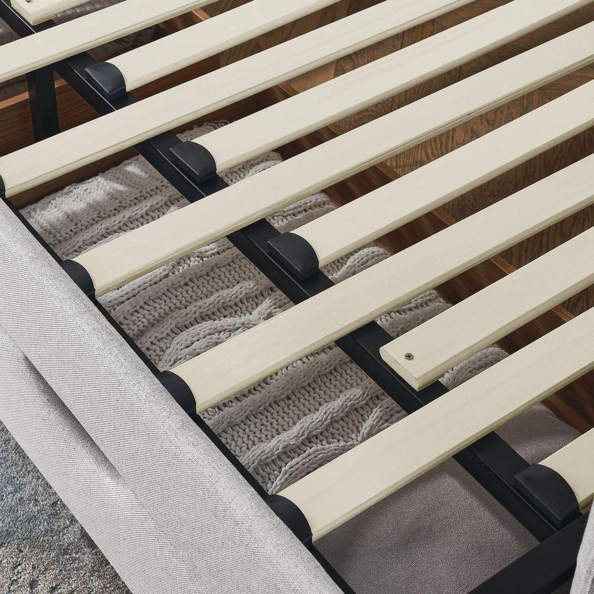 Twin Size Upholstery Daybed with Trundle Bed and Two Storage Drawers, Flat Arms with Pocket, Extendable Daybed for Bedroom Living Room,Linen Beige