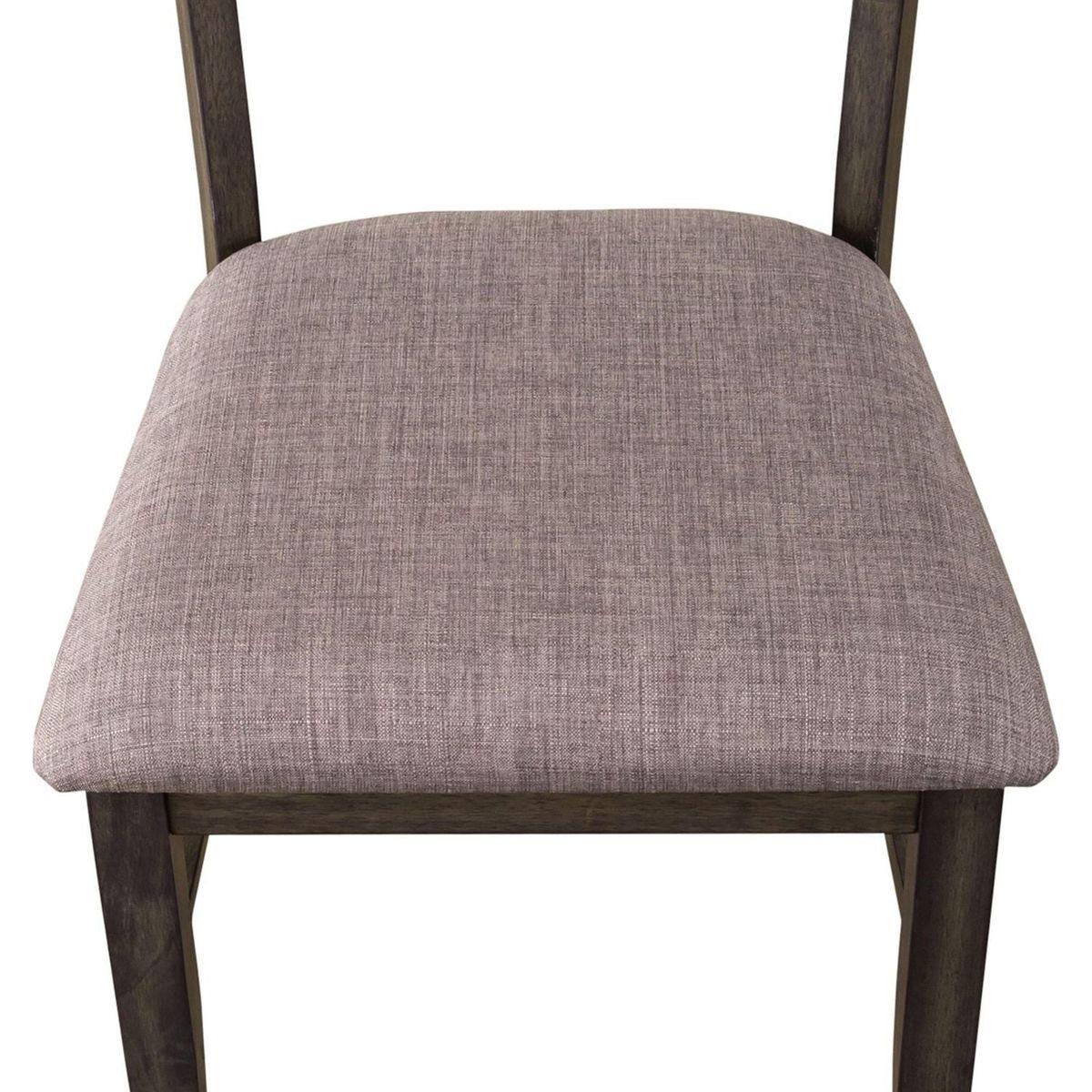 Almeta Solid Wood Slat Back Upholstered Dining Chairs, Set of 2 -Dark Umber Brown Finish