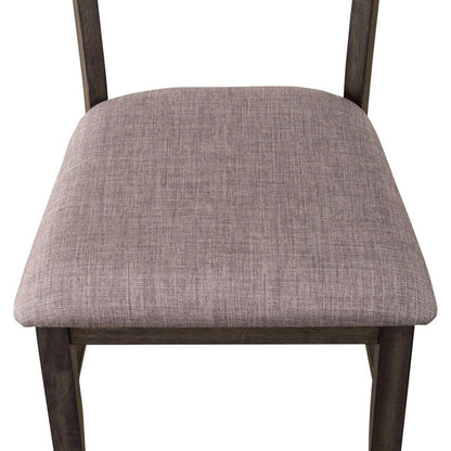 Almeta Solid Wood Slat Back Upholstered Dining Chairs, Set of 2 -Dark Umber Brown Finish