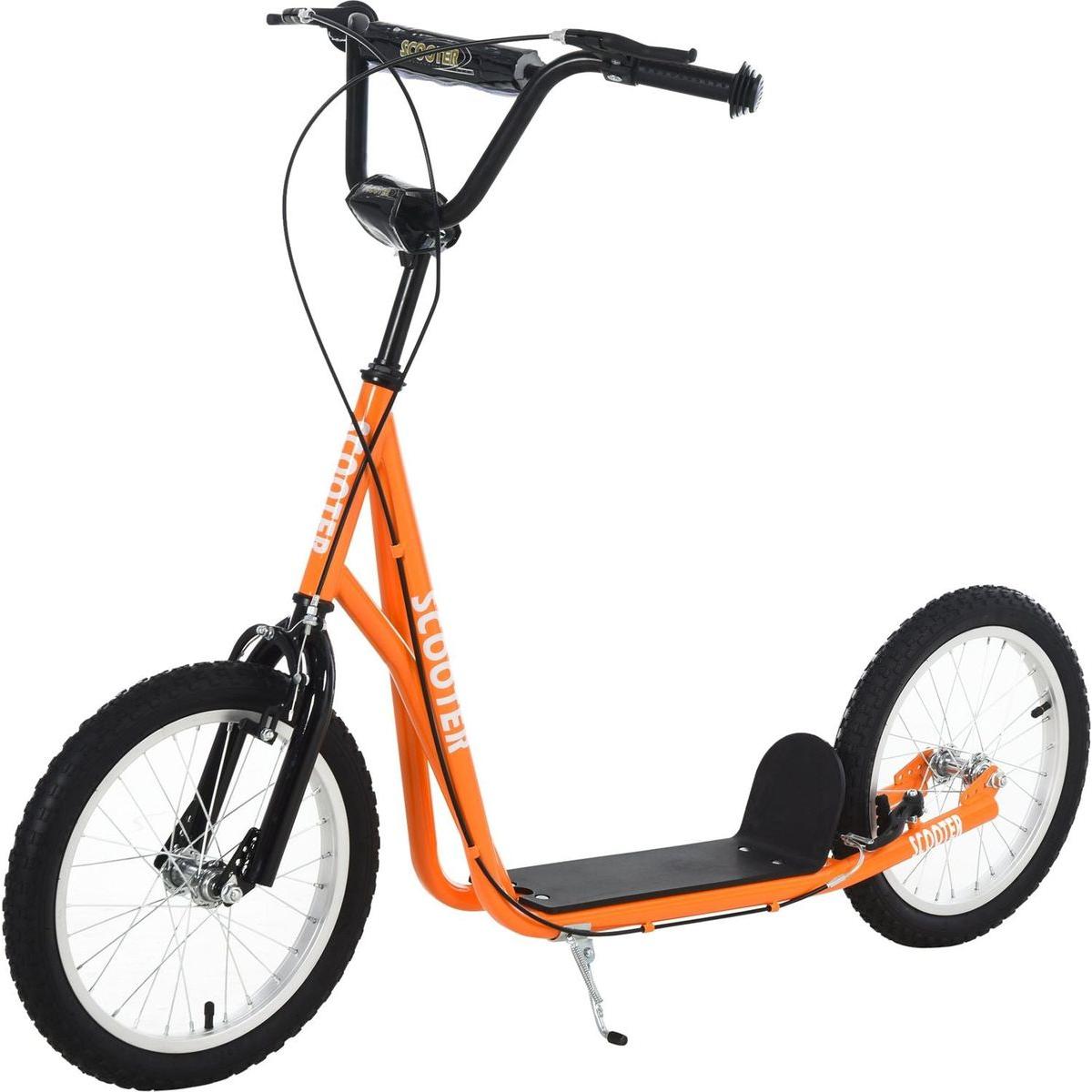 Youth Scooter Kick Scooter for Kids 5+ with Adjustable Handlebar 16" Front and Rear Dual Brakes Inflatable Wheels, Orange