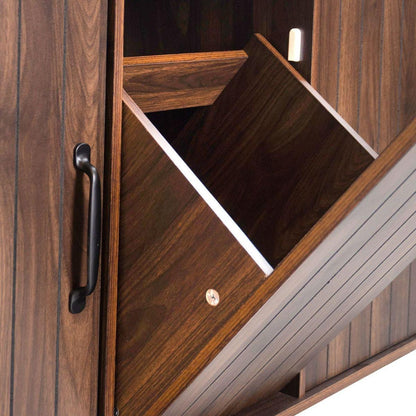 Kitchen Island with Trash Can Storage Cabinet, Kitchen Cart with Drop Leaf, Spice Rack, Towel Rack and Drawer, Rolling Kitchen Island on Wheels with Adjustable Shelf, Walnut Brown