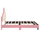 Twin Size Lovely Crown Fantasy PU Leather Princess Bed with Tufted Headboard, Pink+Cream