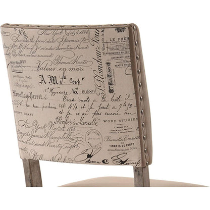 Birmingham Script Printed Driftwood Finish Dining Chair with Nail head, Set of 2