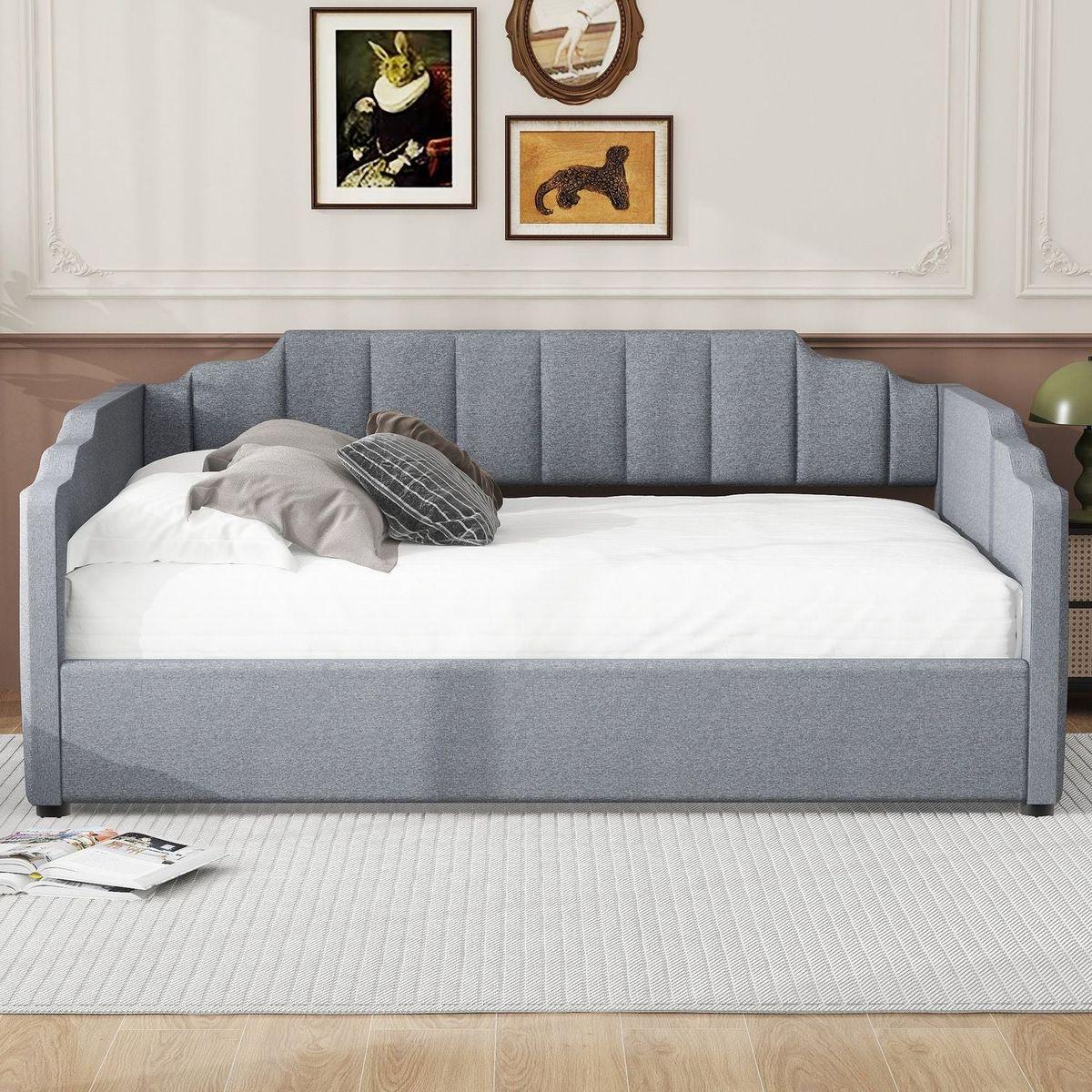 Upholstered Daybed with Underneath Storage,Full Size, Gray