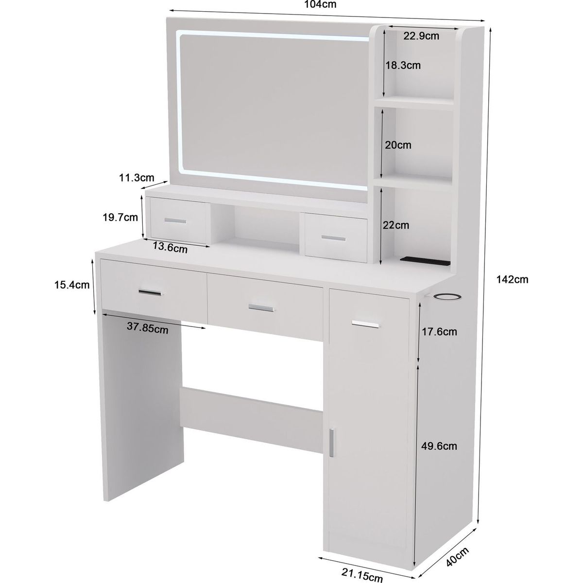 Newly designed smart mirror dressing table with drawers and storage cabinet, dressing table with dressing pad for bedroom, dressing room