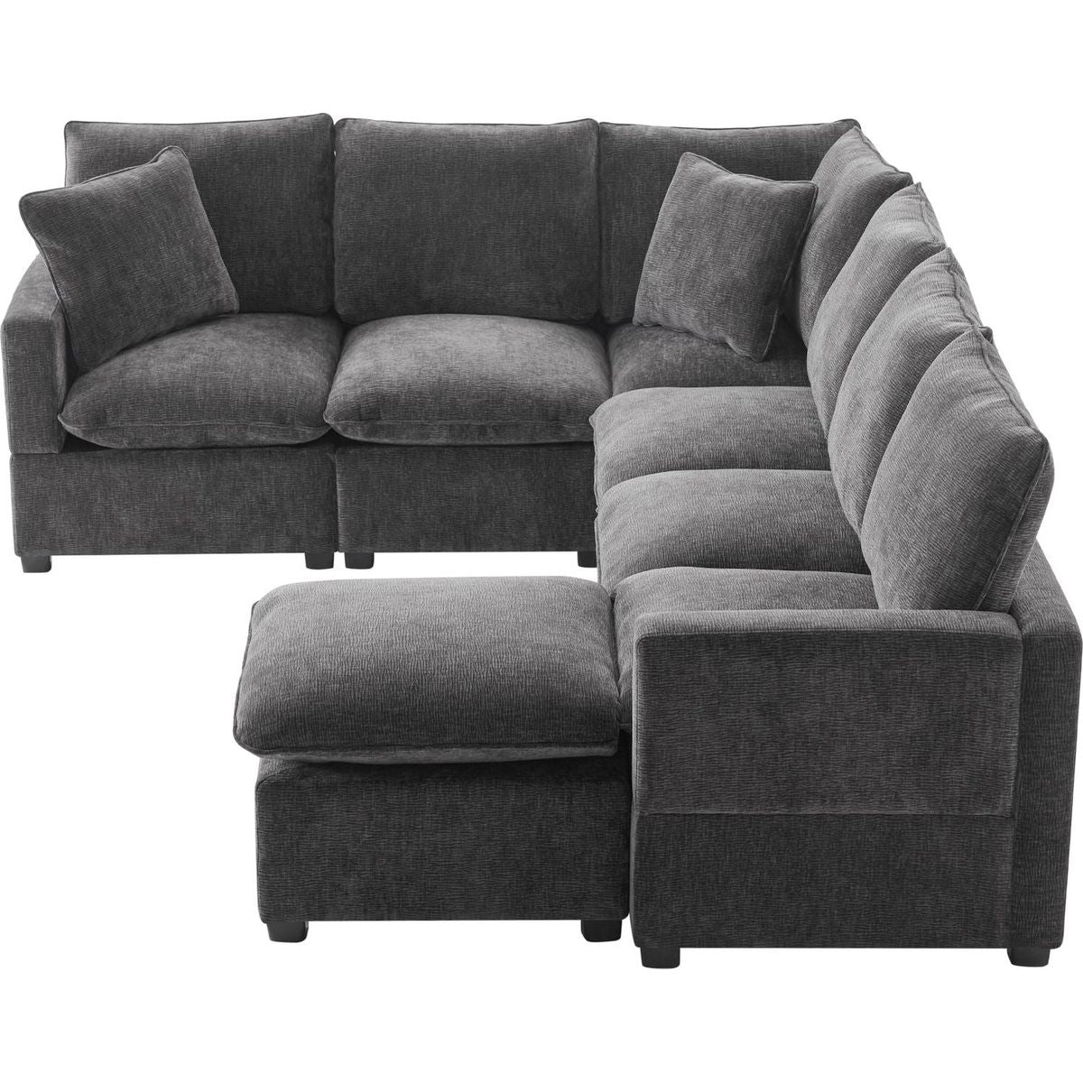 110x84" Modern U Shape Modular Sofa, 7 Seat Chenille Sectional Couch Set with 2 Pillows Included, Freely Combinable Indoor Funiture for Living Room, Apartment, Office, 2 Colors