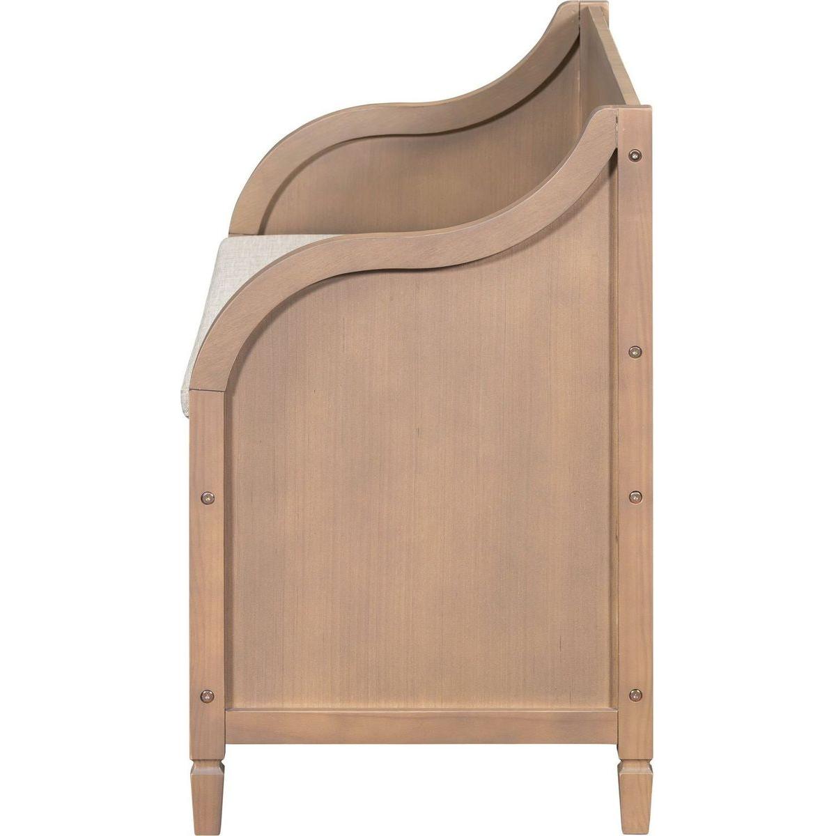 Rustic Style Solid wood Entryway Multifunctional Storage Bench with Safety Hinge (Brown+ Beige)