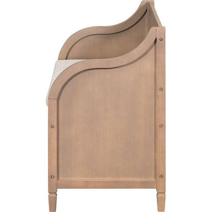 Rustic Style Solid wood Entryway Multifunctional Storage Bench with Safety Hinge (Brown+ Beige)