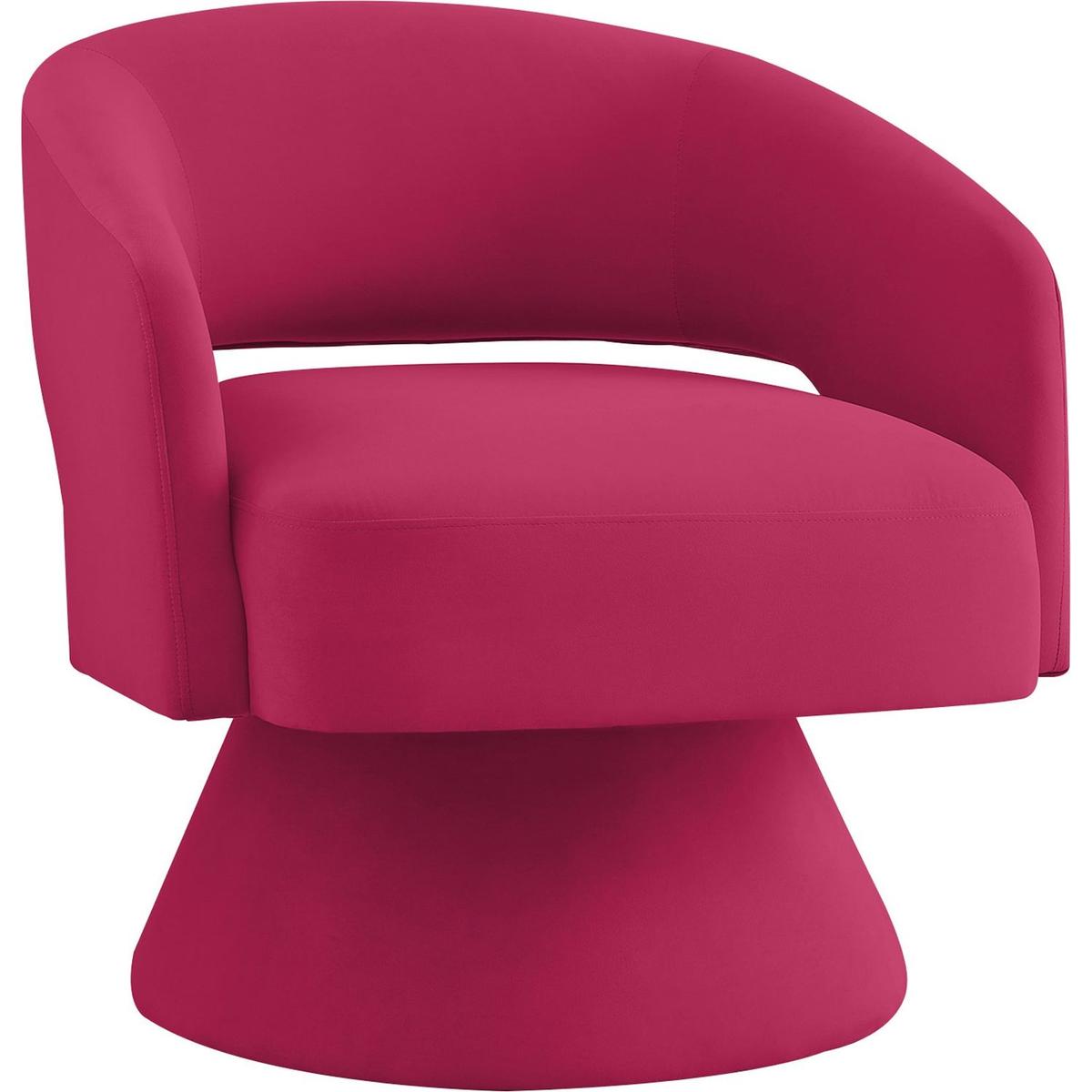 Modern Swivel Barrel Chair, Upholstered Velvet Round Accent Chairs,360 Degree Comfy Swivel Chair with Open Backrest, Single Chair Armchair for Living Room Bedroom, Homerest, Rose Pink