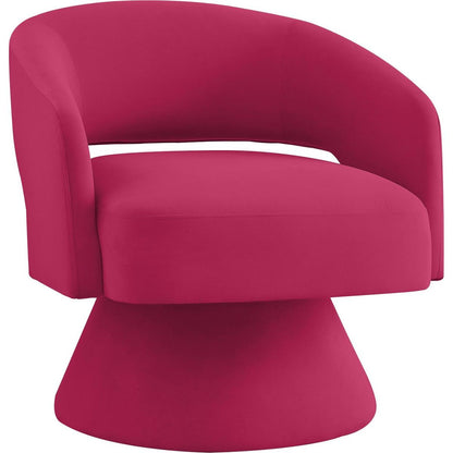 Modern Swivel Barrel Chair, Upholstered Velvet Round Accent Chairs,360 Degree Comfy Swivel Chair with Open Backrest, Single Chair Armchair for Living Room Bedroom, Homerest, Rose Pink