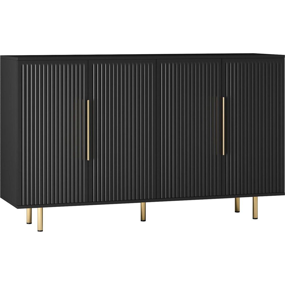 White Modern Buffet Cabinet with Storage, Fluted Sideboard Large Buffet with Adjustable Shelves, Credenza, Accent Cabinet Console Table