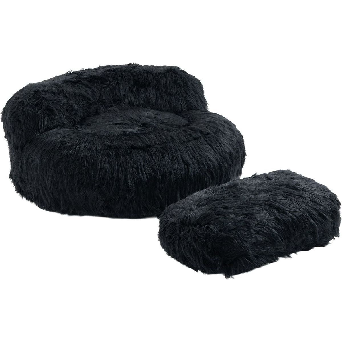 Bean Bag Chair Faux fur Lazy Sofa /Footstool Durable Comfort Lounger High Back Bean Bag Chair Couch for Adults and Kids, Indoor