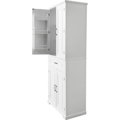 Bathroom Storage Cabinet with Doors and Drawer, Multiple Storage Space, Adjustable Shelf, White