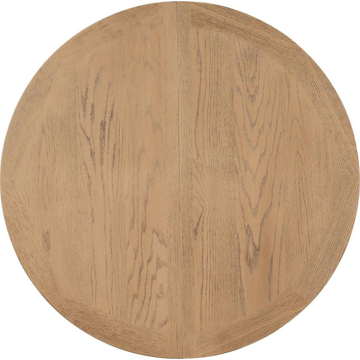 Retro Functional Extendable Dining Table with a 12" Leaf for Dining Room and Living Room (Oak Natural Wood + Off White)