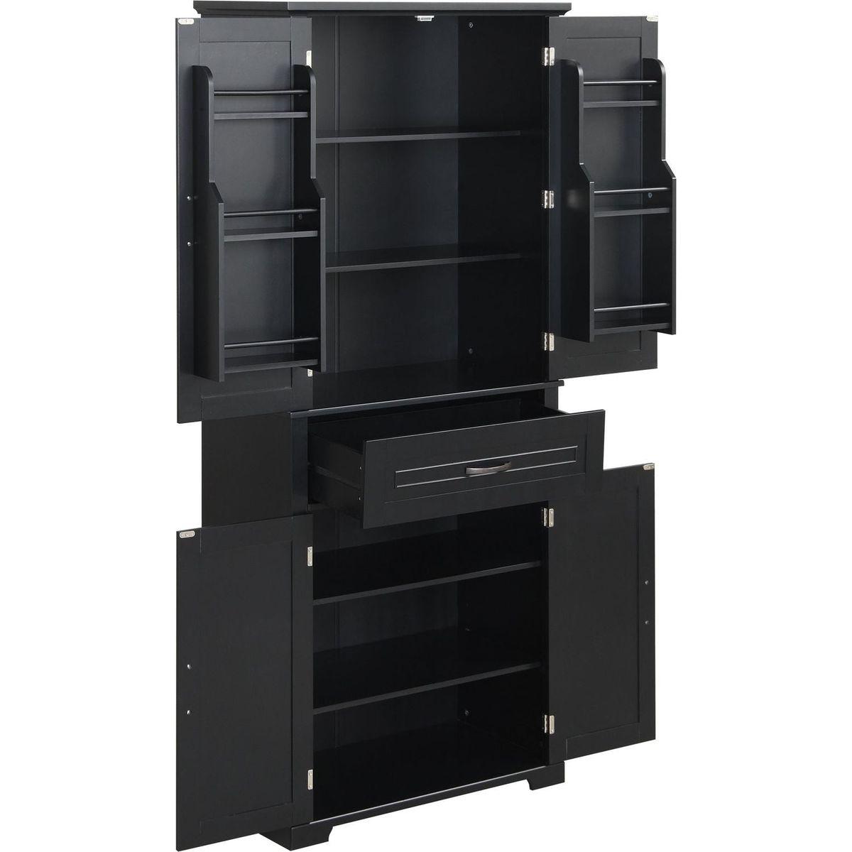 Bathroom Storage Cabinet with Doors and Drawer, Multiple Storage Space, Adjustable Shelf, Black