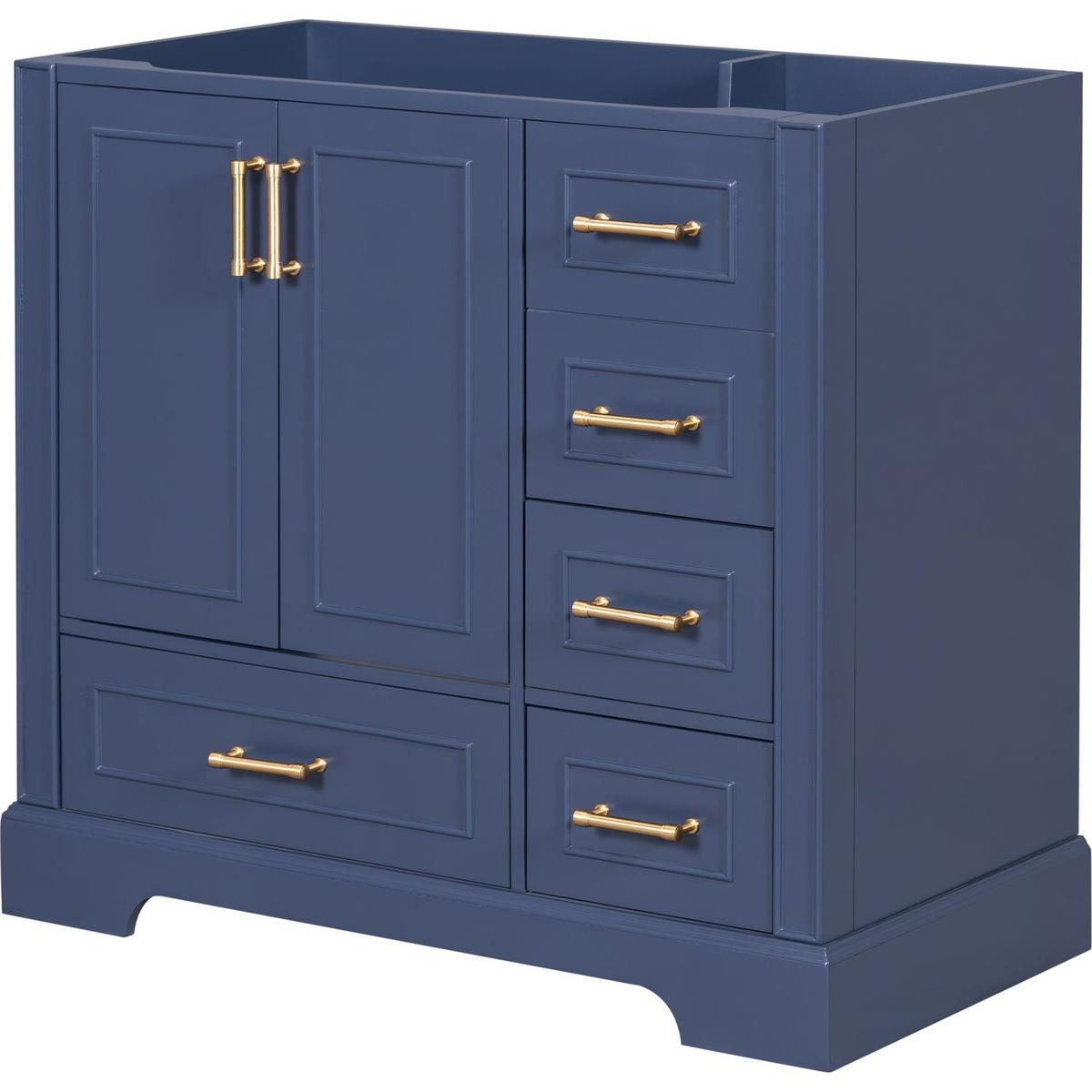 [Cabinet Only] 36" Blue Traditional Bathroom Vanity(Sink not included)