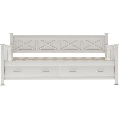 Twin Size Wooden Modern and Rustic Casual Style Daybed, Cream White
