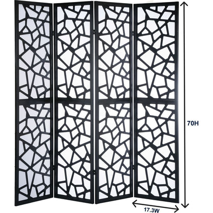 Giyano 4 Panel Screen Room Divider, Sliver