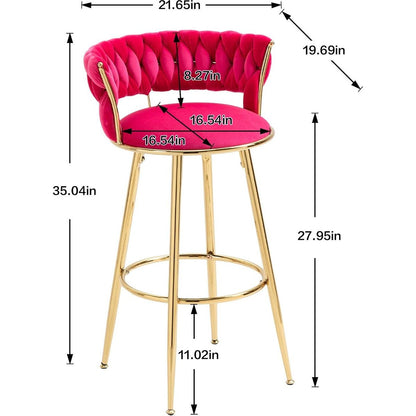 Bar Stools with Back and Footrest Counter Height Bar Chairs 2pc /set