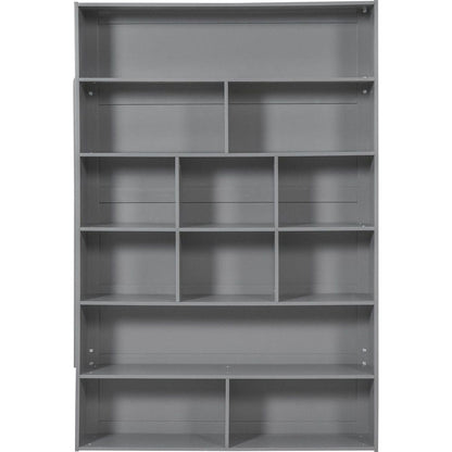 Twin over Twin Bunk Bed With 2 Drawers and Multi-layer Cabinet, Gray