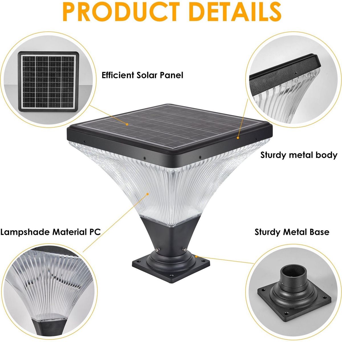 Solar Street Lamp Cap with Base 1 pack