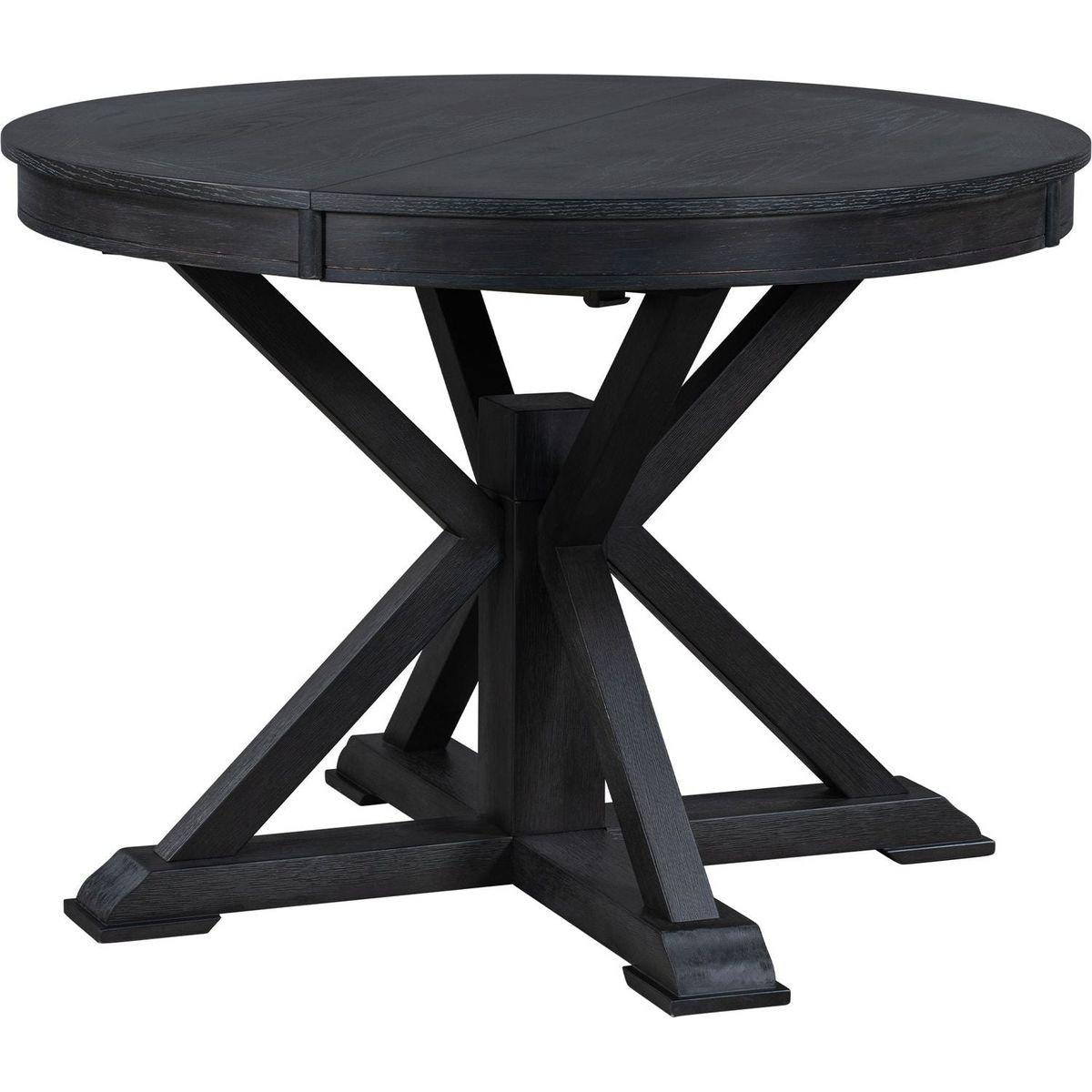Retro Functional Extendable Dining Table with a 12" Leaf for Dining Room and Living Room (Espresso)