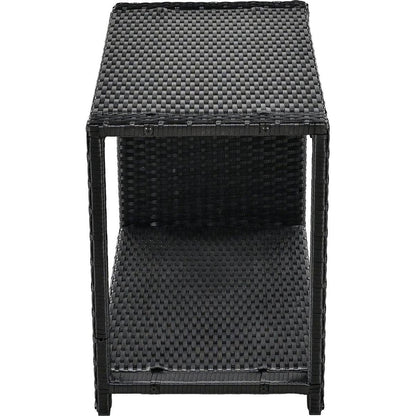 Spa Surround Spa Frame Quadrilateral Outdoor Rattan Sectional Sofa Set with Mini Sofa,Wooden Seats and Storage Spaces, Beige